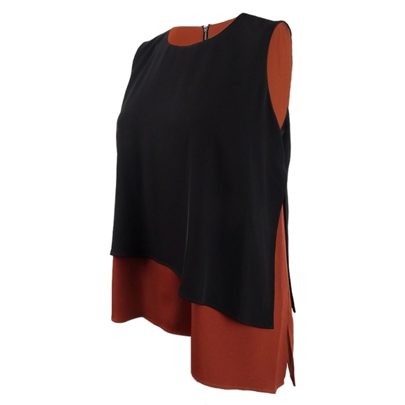 Dkny Tops - DKNY Black Brow Asymmetrical Layered Blouse Tank Shell Size XS Bust 36 In NWT